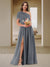 A-Line/Princess One-Shoulder Ruched Satin Bridesmaid Dresses with Side Slit