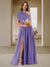 A-Line/Princess One-Shoulder Ruched Satin Bridesmaid Dresses with Side Slit