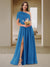 A-Line/Princess One-Shoulder Ruched Satin Bridesmaid Dresses with Side Slit