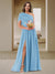 A-Line/Princess One-Shoulder Ruched Satin Bridesmaid Dresses with Side Slit
