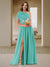 A-Line/Princess One-Shoulder Ruched Satin Bridesmaid Dresses with Side Slit