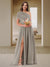 A-Line/Princess One-Shoulder Ruched Satin Bridesmaid Dresses with Side Slit