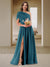 A-Line/Princess One-Shoulder Ruched Satin Bridesmaid Dresses with Side Slit