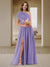 A-Line/Princess One-Shoulder Ruched Satin Bridesmaid Dresses with Side Slit