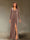 Sheath/Column V-Neck Long Sleeves Velvet Ruched Evening Dresses with Side Slit