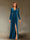 Sheath/Column V-Neck Long Sleeves Velvet Ruched Evening Dresses with Side Slit