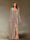 Sheath/Column V-Neck Long Sleeves Velvet Ruched Evening Dresses with Side Slit