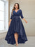 A-Line/Princess V-Neck 3/4 Sleeves Plus size Mother of the Bride Dresses with Beading