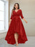 A-Line/Princess V-Neck 3/4 Sleeves Plus size Mother of the Bride Dresses with Beading