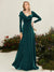 A-Line/Princess Asymmetrical Long Sleeves Pleated Velvet Mother Of the Bride Dresses