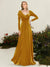 A-Line/Princess Asymmetrical Long Sleeves Pleated Velvet Mother Of the Bride Dresses