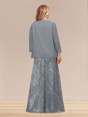 Sheath/Column Strapless Long Mother of the Bride Dresses with Jacket & Appliques