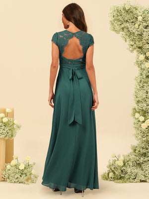 A-Line/Princess V-Neck Floor-Length Bridesmaid Dresses With Split Side