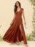 A-Line/Princess V-Neck Floor-Length Bridesmaid Dresses With Split Side
