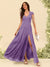 A-Line/Princess V-Neck Floor-Length Bridesmaid Dresses With Split Side