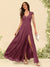 A-Line/Princess V-Neck Floor-Length Bridesmaid Dresses With Split Side