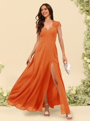 A-Line/Princess V-Neck Floor-Length Bridesmaid Dresses With Split Side
