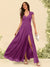 A-Line/Princess V-Neck Floor-Length Bridesmaid Dresses With Split Side