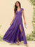 A-Line/Princess V-Neck Floor-Length Bridesmaid Dresses With Split Side