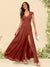 A-Line/Princess V-Neck Floor-Length Bridesmaid Dresses With Split Side
