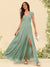 A-Line/Princess V-Neck Floor-Length Bridesmaid Dresses With Split Side