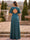 A-Line/Princess Silk Satin V-Neck Floor-Length Bridesmaid Dresses With Split Side