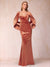 Trumpet/Mermaid V-Neck Half Sleeves Floor-Length Evening Dresses