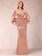 Trumpet/Mermaid V-Neck Half Sleeves Floor-Length Evening Dresses