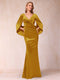 Trumpet/Mermaid V-Neck Half Sleeves Floor-Length Evening Dresses