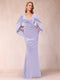 Trumpet/Mermaid V-Neck Half Sleeves Floor-Length Evening Dresses