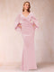 Trumpet/Mermaid V-Neck Half Sleeves Floor-Length Evening Dresses