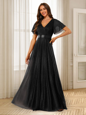 A-Line/Princess V-Neck Floor-Length Ruffles Bridesmaid Dresses