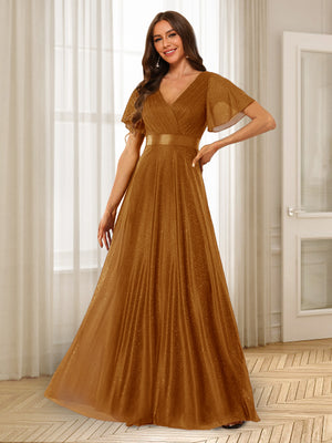 A-Line/Princess V-Neck Floor-Length Ruffles Bridesmaid Dresses