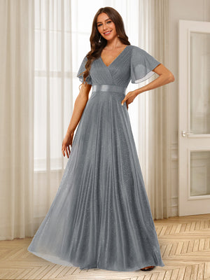 A-Line/Princess V-Neck Floor-Length Ruffles Bridesmaid Dresses