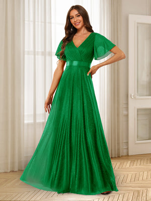 A-Line/Princess V-Neck Floor-Length Ruffles Bridesmaid Dresses