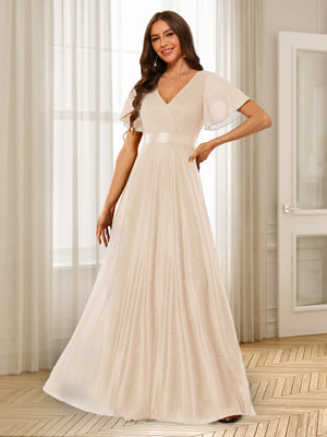 A-Line/Princess V-Neck Floor-Length Ruffles Bridesmaid Dresses