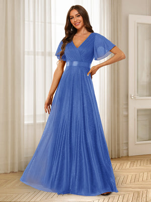 A-Line/Princess V-Neck Floor-Length Ruffles Bridesmaid Dresses
