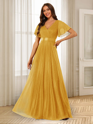 A-Line/Princess V-Neck Floor-Length Ruffles Bridesmaid Dresses