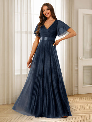 A-Line/Princess V-Neck Floor-Length Ruffles Bridesmaid Dresses