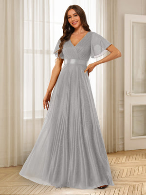 A-Line/Princess V-Neck Floor-Length Ruffles Bridesmaid Dresses