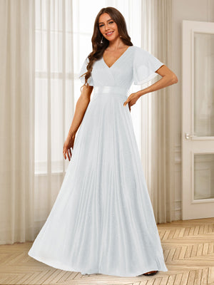A-Line/Princess V-Neck Floor-Length Ruffles Bridesmaid Dresses