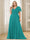 A-Line/Princess V-Neck Floor-Length Ruffles Plus Size Bridesmaid Dresses