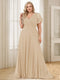 A-Line/Princess V-Neck Floor-Length Ruffles Plus Size Bridesmaid Dresses