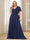 A-Line/Princess V-Neck Floor-Length Ruffles Plus Size Bridesmaid Dresses