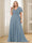 A-Line/Princess V-Neck Floor-Length Ruffles Plus Size Bridesmaid Dresses