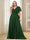 A-Line/Princess V-Neck Floor-Length Ruffles Plus Size Bridesmaid Dresses