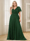 A-Line/Princess V-Neck Floor-Length Ruffles Plus Size Bridesmaid Dresses