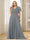 A-Line/Princess V-Neck Floor-Length Ruffles Plus Size Bridesmaid Dresses