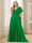 A-Line/Princess V-Neck Floor-Length Ruffles Plus Size Bridesmaid Dresses