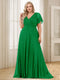 A-Line/Princess V-Neck Floor-Length Ruffles Plus Size Bridesmaid Dresses